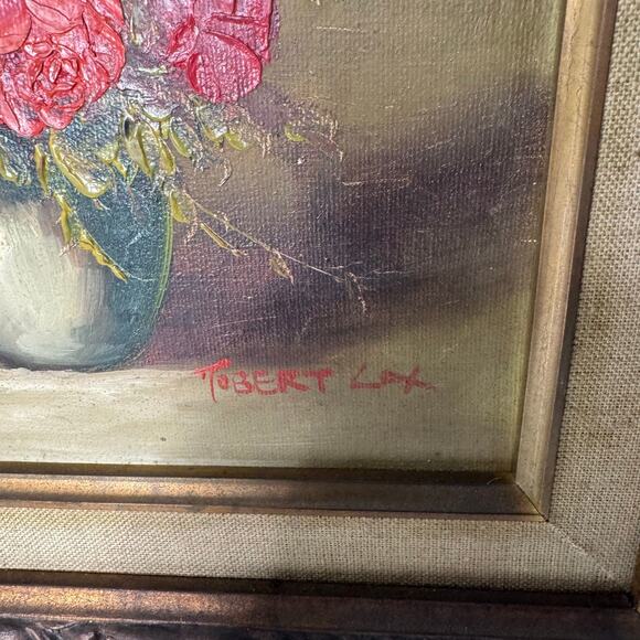 Vtg Robert Cox Signed Still Life Floral Oil Painting Wood & Gold Framed 1980s - Picture 3 of 8